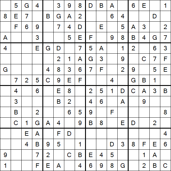 Sudoku 16x16 - Einfach