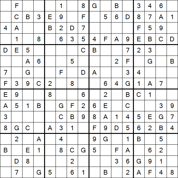 Sudoku 16x16 - Einfach