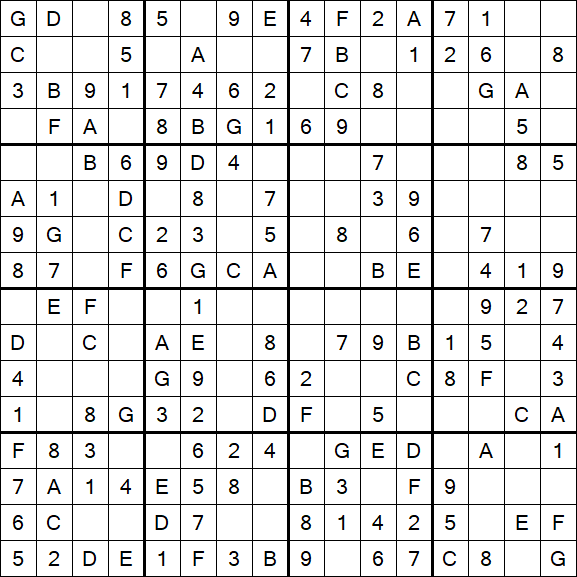 Sudoku 16x16 - Einfach