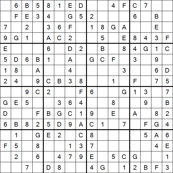 Sudoku 16x16 - Einfach