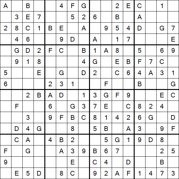 Sudoku 16x16 - Einfach