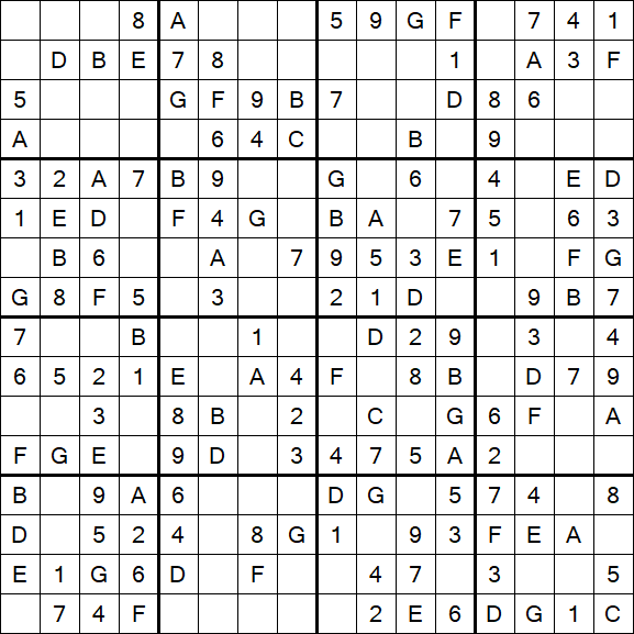 Sudoku 16x16 - Einfach