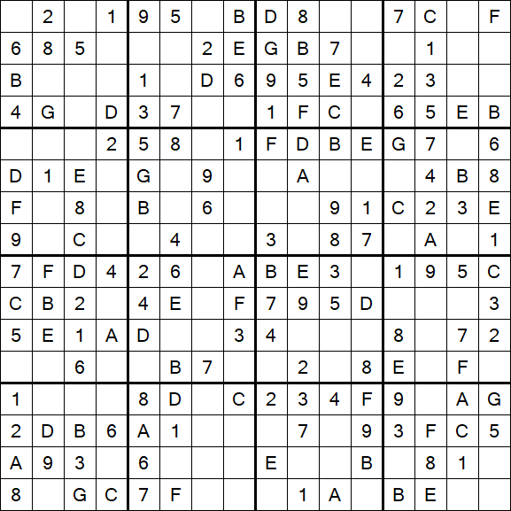 Sudoku 16x16 - Einfach