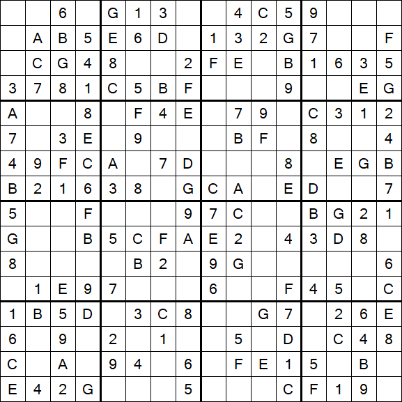 Sudoku 16x16 - Easy