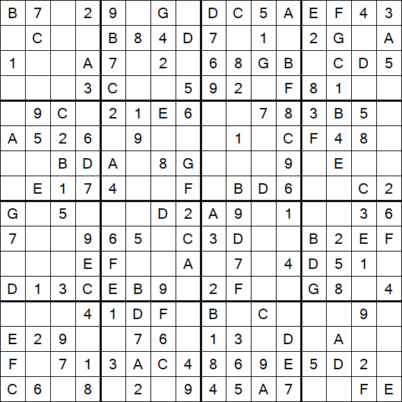 Sudoku 16x16 - Einfach