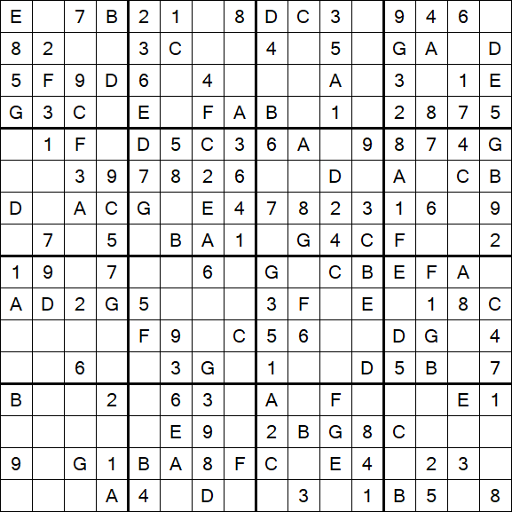 Sudoku 16x16 - Einfach