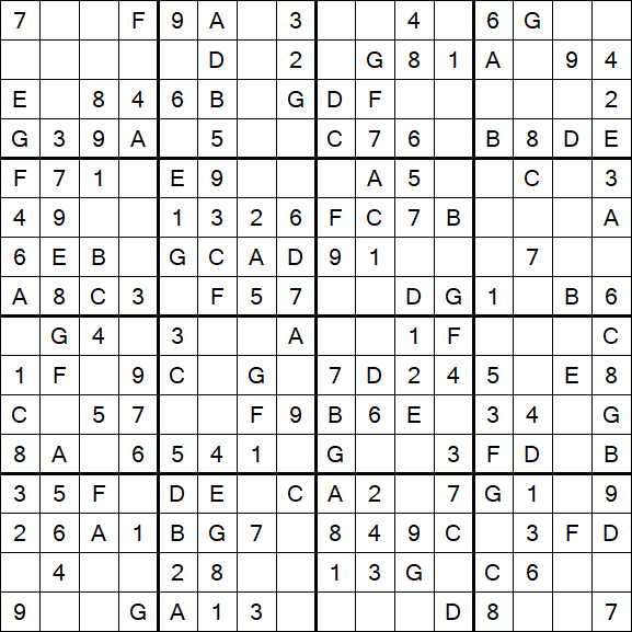 Sudoku 16x16 - Einfach