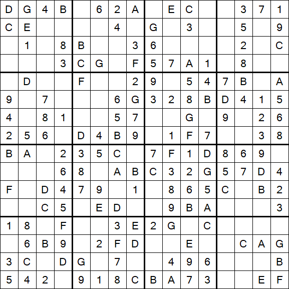 Sudoku 16x16 - Einfach