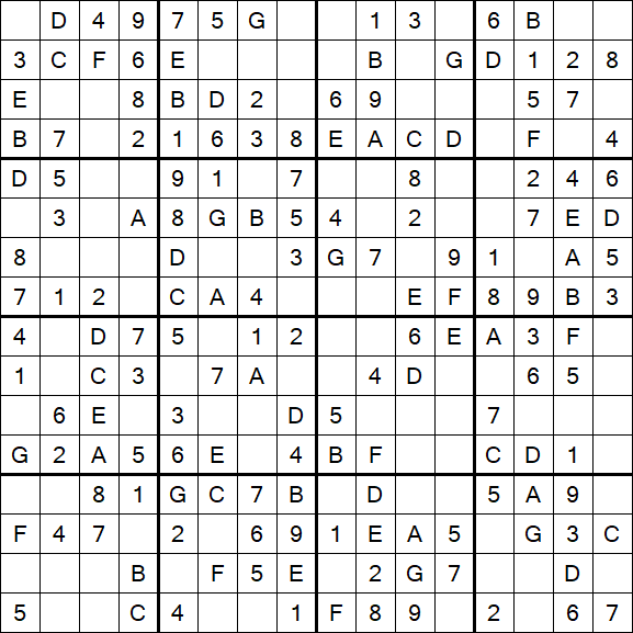 Sudoku 16x16 - Einfach