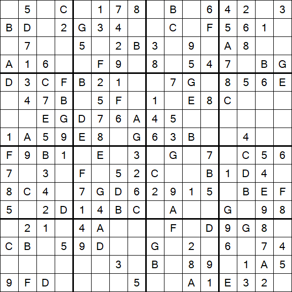Sudoku 16x16 - Einfach