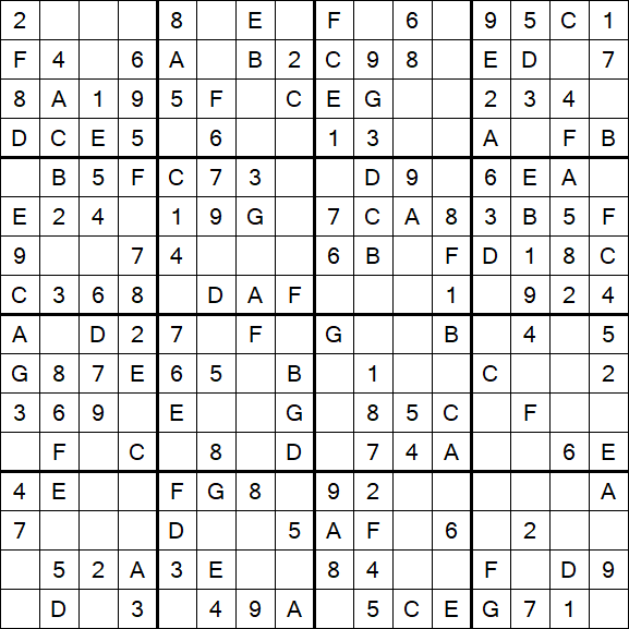 Sudoku 16x16 - Einfach