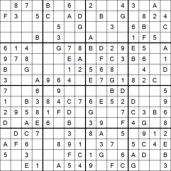 Sudoku 16x16 - Einfach