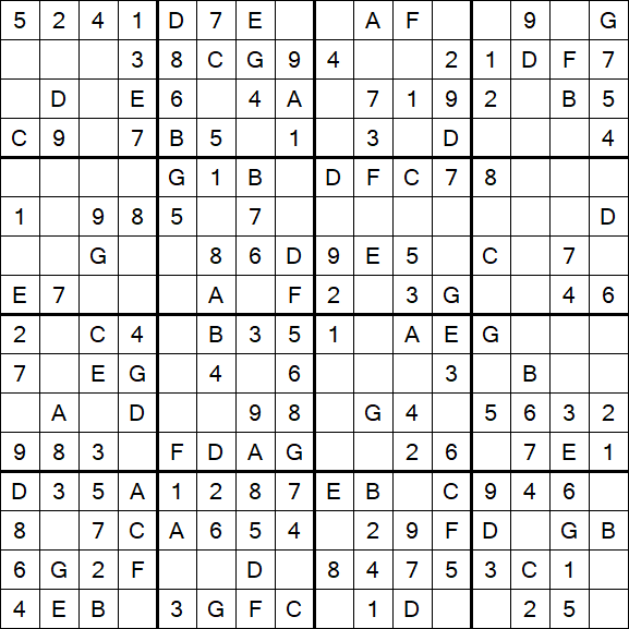 Sudoku 16x16 - Simple