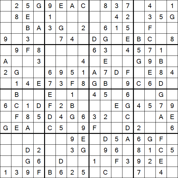 Sudoku 16x16 - Easy