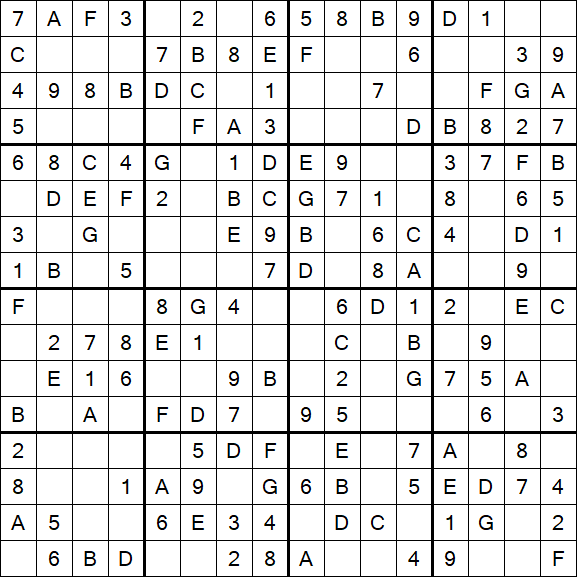Sudoku 16x16 - Simple