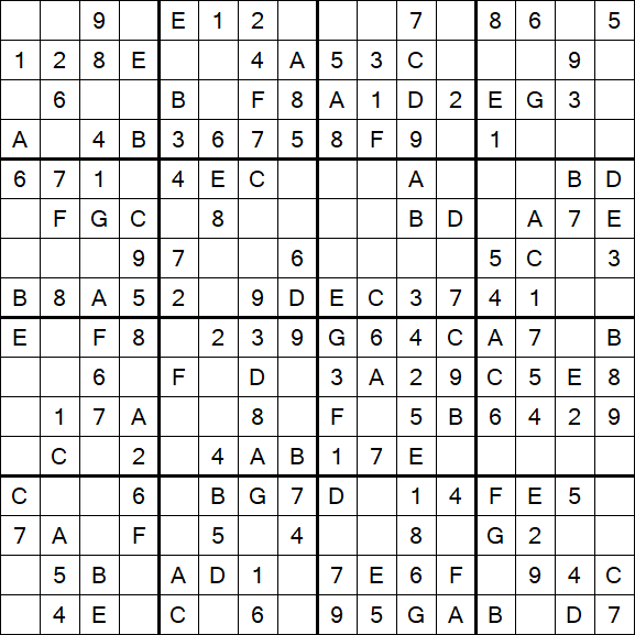 Sudoku 16x16 - Simple