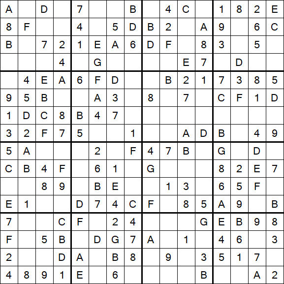 Sudoku 16x16 - Simple
