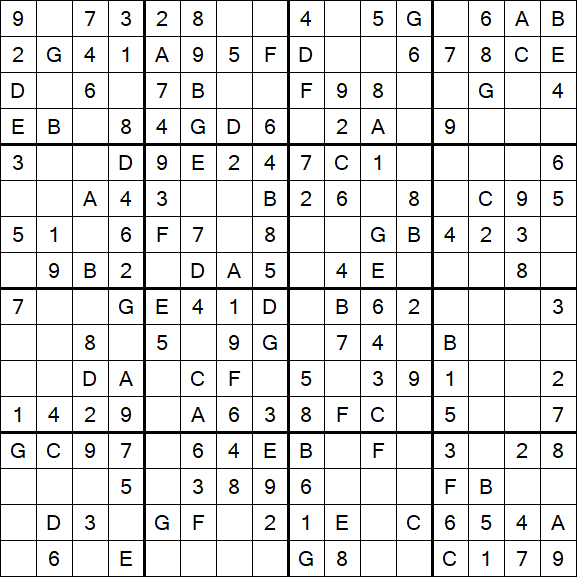 Sudoku 16x16 - Einfach