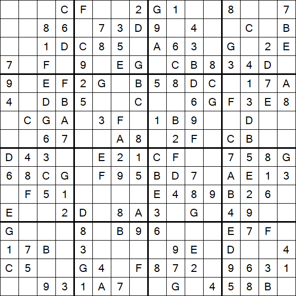Sudoku 16x16 - Einfach