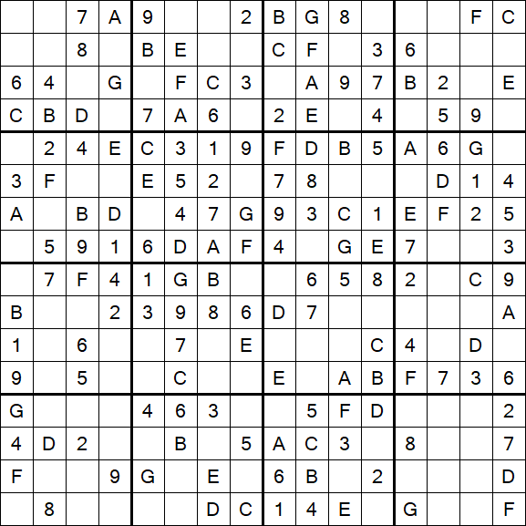 Sudoku 16x16 - Einfach