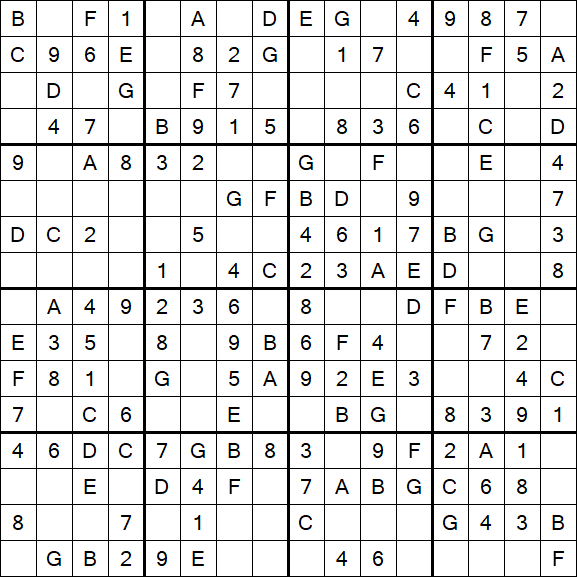 Sudoku 16x16 - Einfach