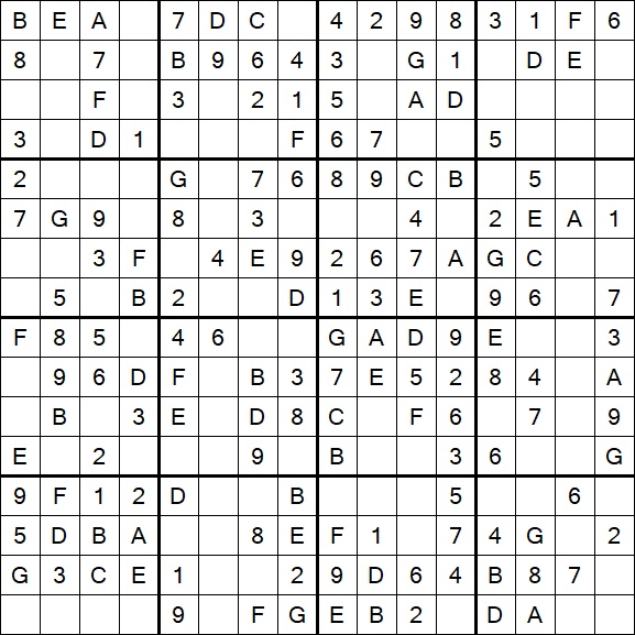 Sudoku 16x16 - Fácil