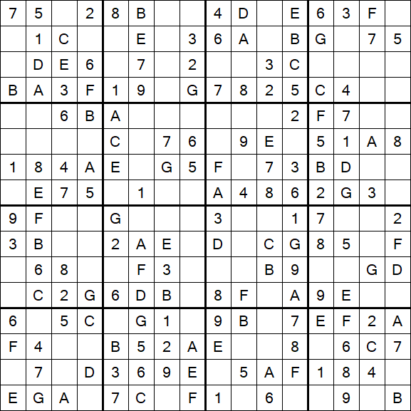 Sudoku 16x16 - Einfach