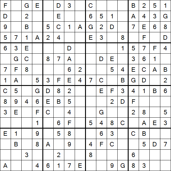 Sudoku 16x16 - Einfach