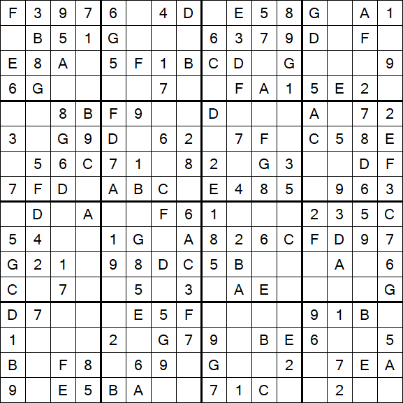 Sudoku 16x16 - Einfach