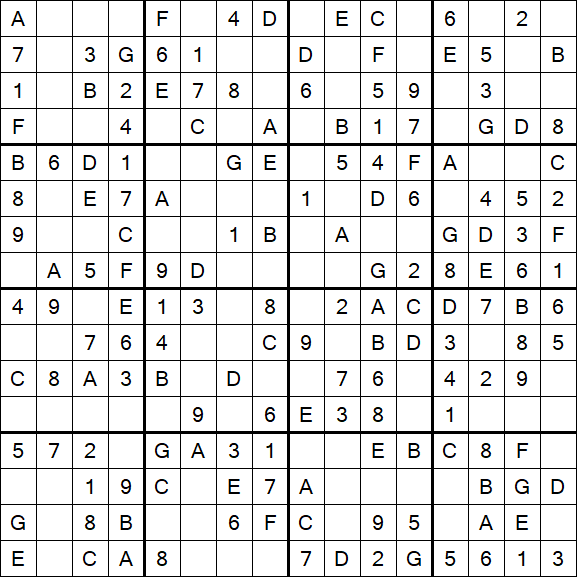 Sudoku 16x16 - Einfach