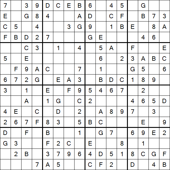 Sudoku 16x16 - Einfach