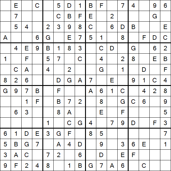 Sudoku 16x16 - Einfach