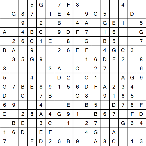 Sudoku 16x16 - Einfach