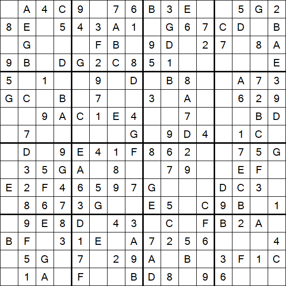 Sudoku 16x16 - Einfach