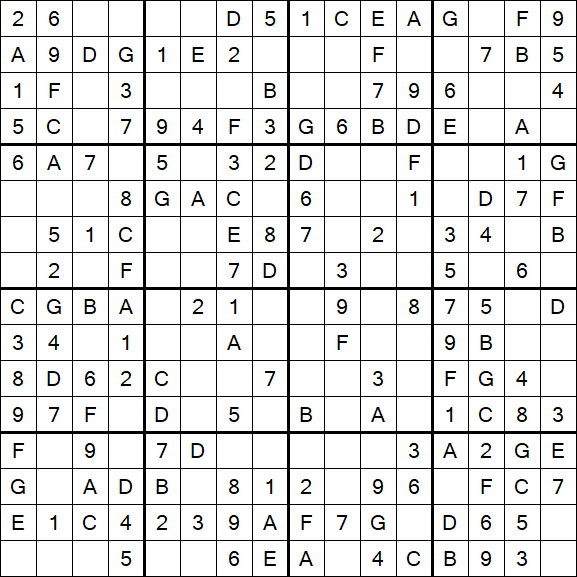 Sudoku 16x16 - Einfach