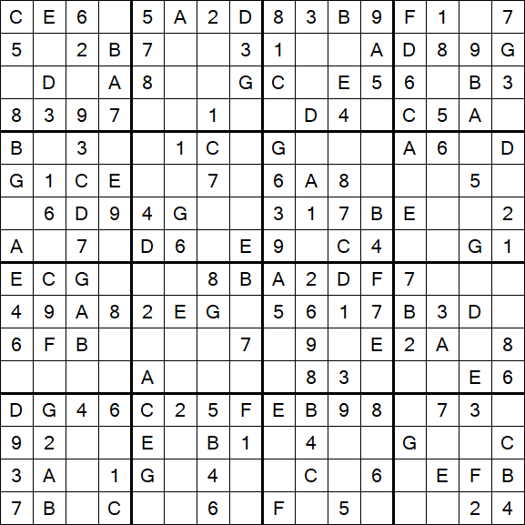 Sudoku 16x16 - Einfach