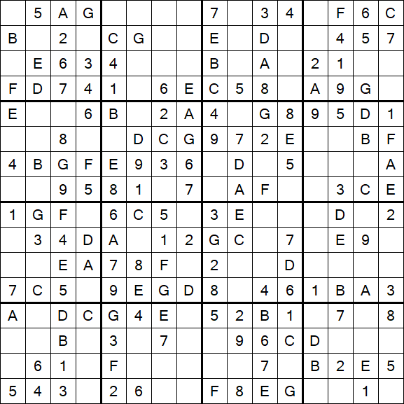Sudoku 16x16 - Einfach