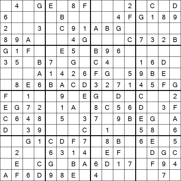 Sudoku 16x16 - Einfach