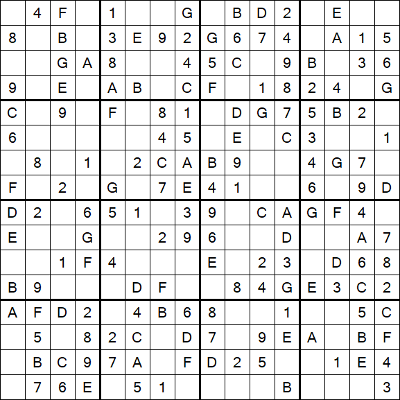 Sudoku 16x16 - Einfach