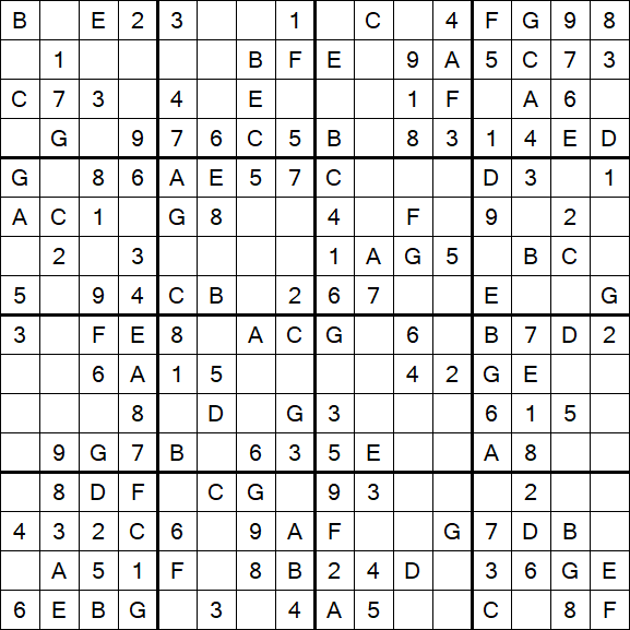 Sudoku 16x16 - Einfach