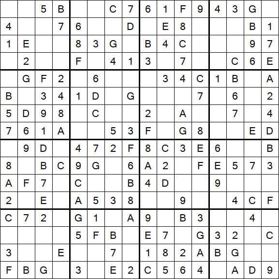 Sudoku 16x16 - Einfach