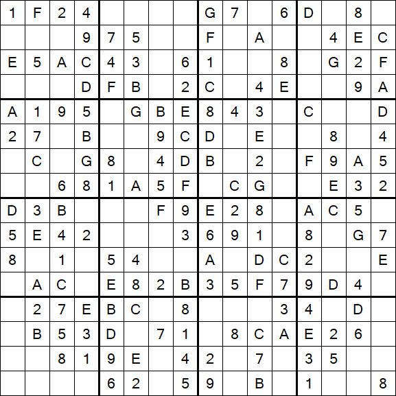 Sudoku 16x16 - Einfach