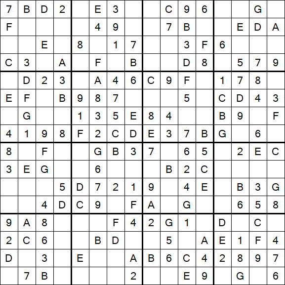 Sudoku 16x16 - Einfach