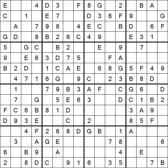 Sudoku 16x16 - Einfach
