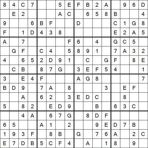 Sudoku 16x16 - Einfach