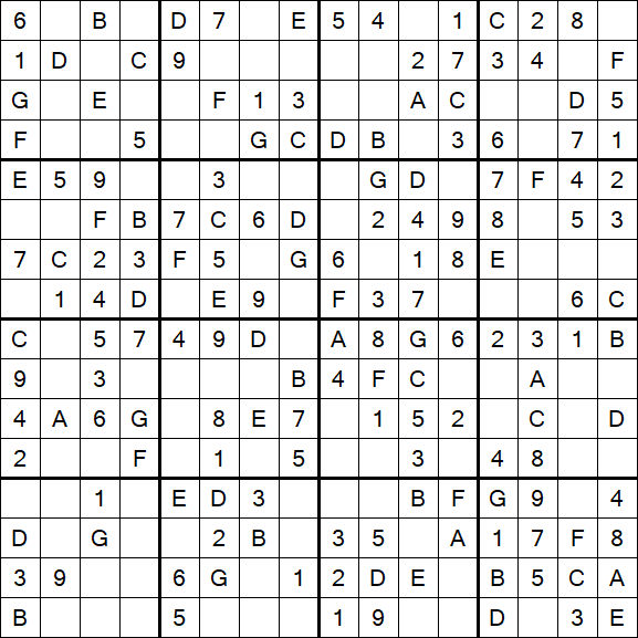 Sudoku 16x16 - Einfach