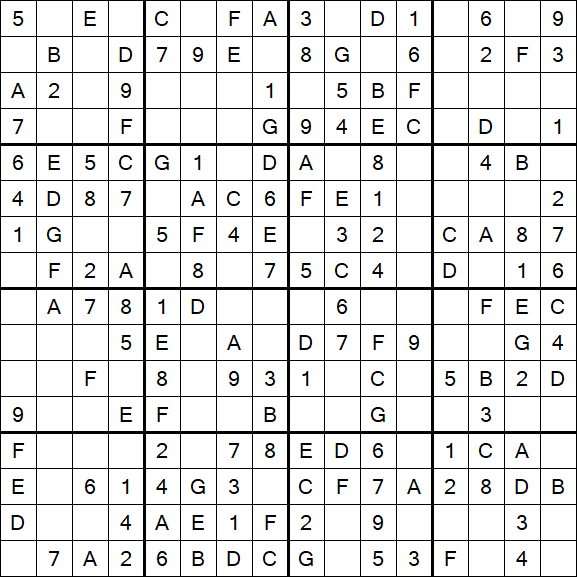 Sudoku 16x16 - Easy