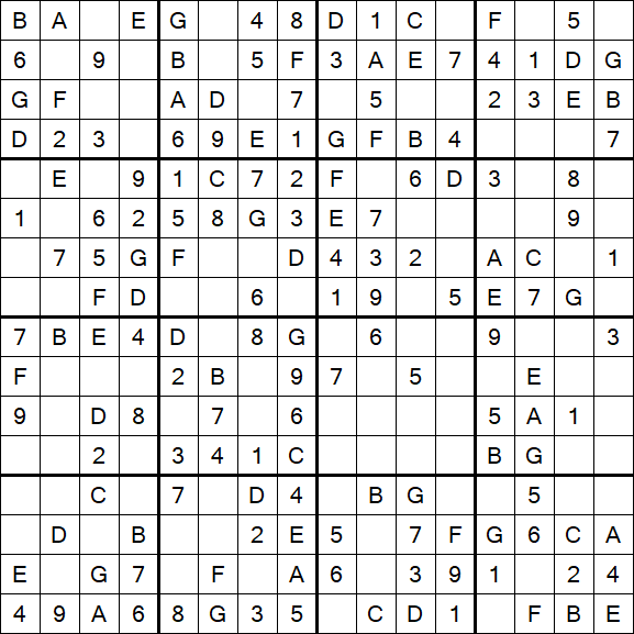 Sudoku 16x16 - Einfach