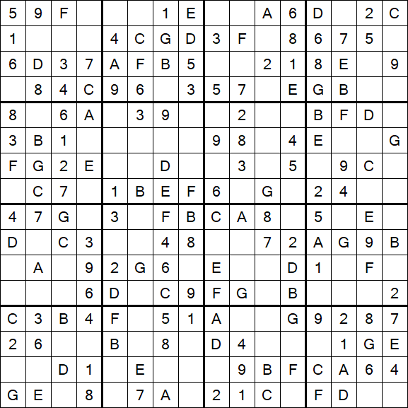 Sudoku 16x16 - Einfach