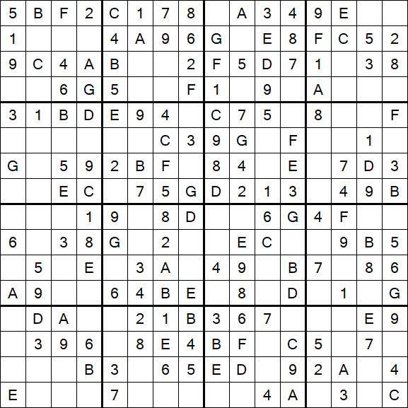 Sudoku 16x16 - Einfach